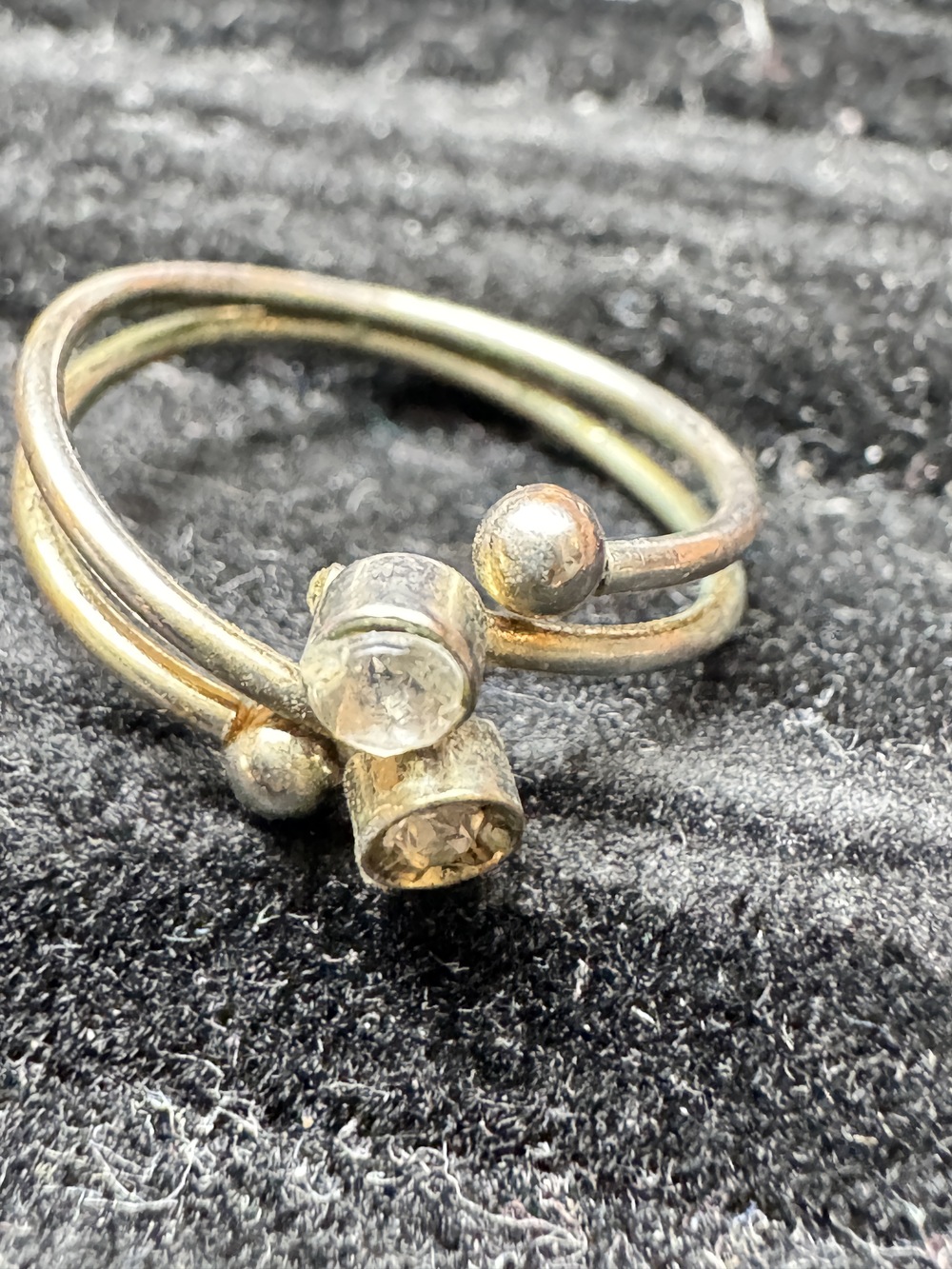⚜️ Wrap Ring | Gold-Tone Dual Bezel Rhinestone | Adjustable 💗 - Picture 3 of 4